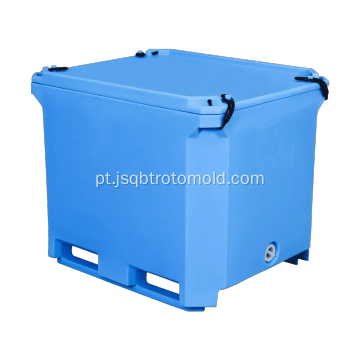 Recipiente de plástico grande caixa de paletes para peixes com isolamento usado para armazenamento de frutos do mar